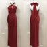 High Quality Ladies Halter Neck Tie Rhinestone Decor Evening Party Dresses